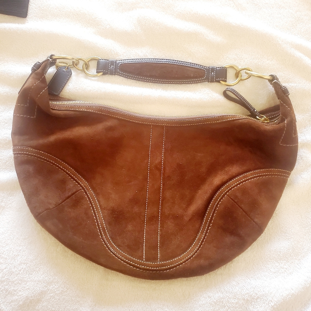 Coach hobo purse brown suede. Like brand new!